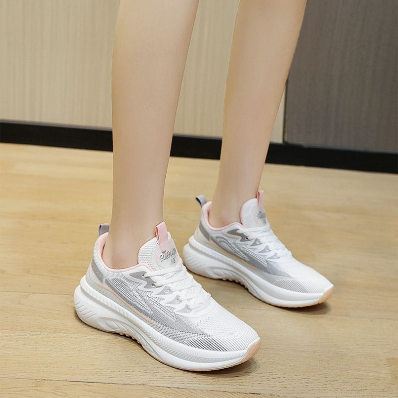 Knit Fabric Lace Up Sneakers - Women Knit Mesh Sneakers 2026 Spring
