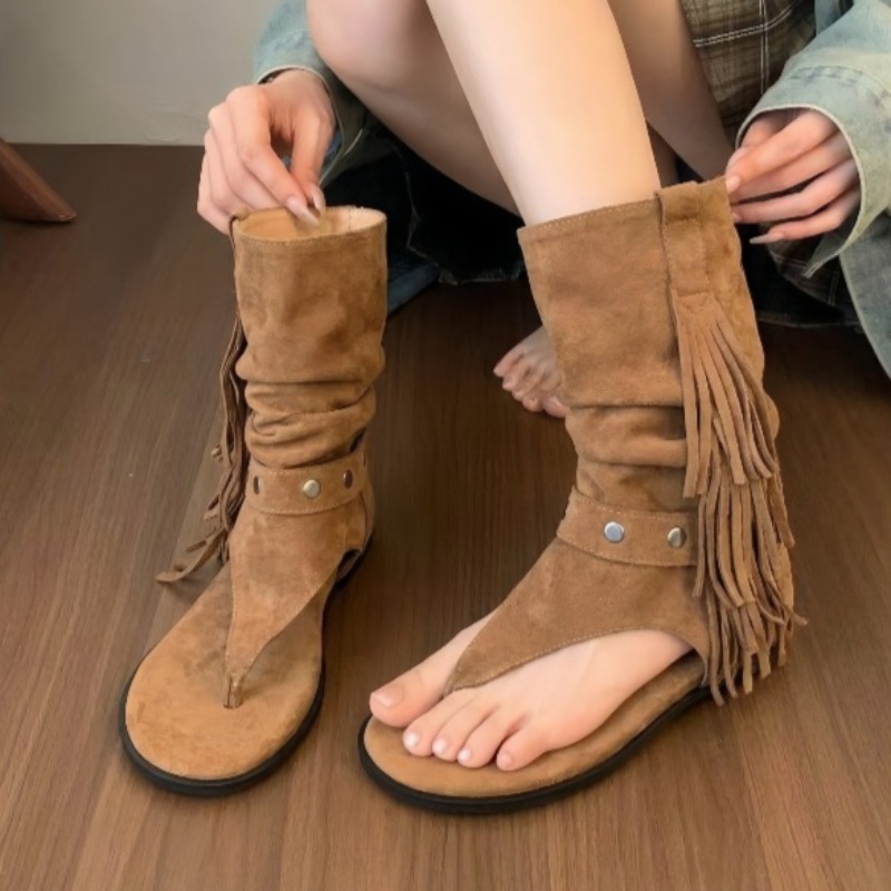 Boots - Studed Clip-Toe Block Heel Sandals Women's