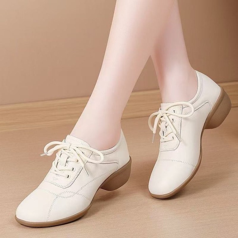 Sneakers - Women Low Heel Dance Sneakers Lace‑Up