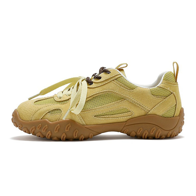 Knit Fabric Lace Up Sneakers - Women Sneakers Vintage Leather Knitted Fabric