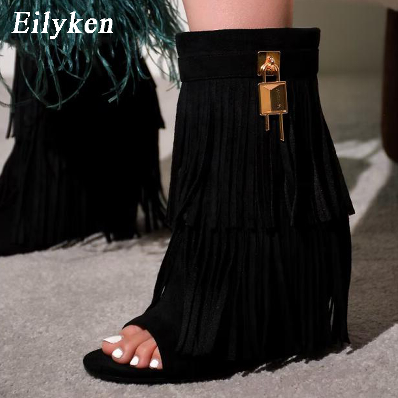 Boots - Eilyken Designer Fringe Wedges Boot Sandals