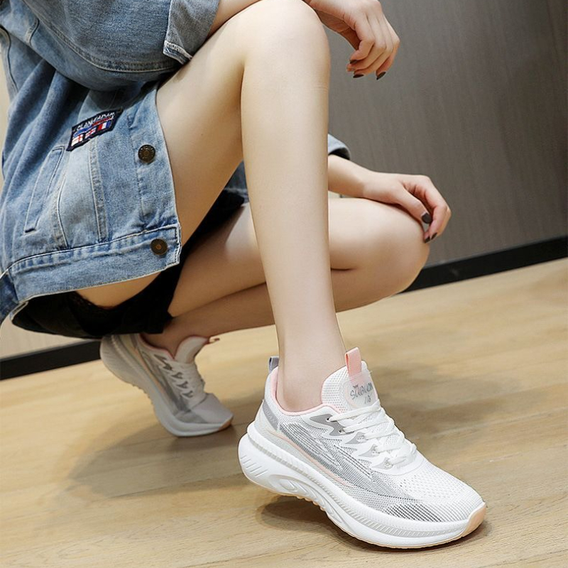 Women Knit Mesh Sneakers 2026  - đánh giá và giá Knit Fabric Lace Up Sneakers