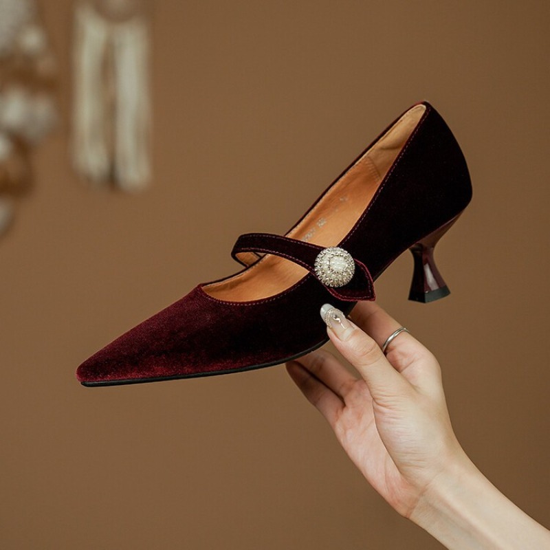 Wine Red Pointed Toe Mary Jane - đánh giá và giá Boots