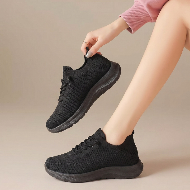 Summer Ladies Breathable Mesh  - đánh giá và giá Knit Fabric Lace Up Sneakers
