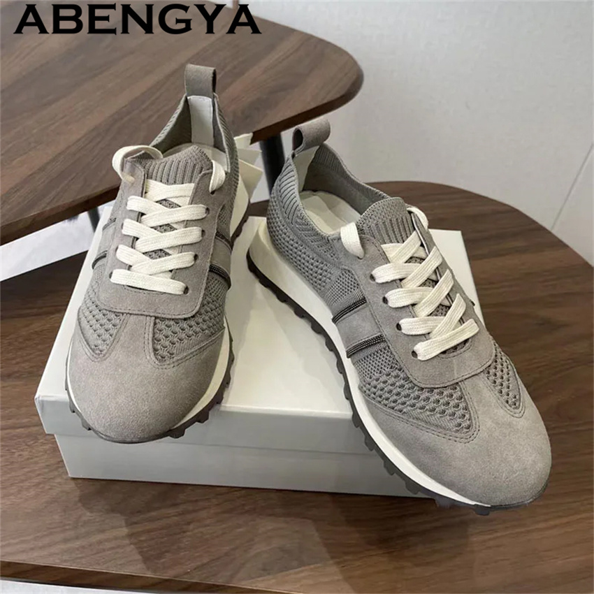 2026 Spring Hot Sale Knitted L - đánh giá và giá Knit Fabric Lace Up Sneakers